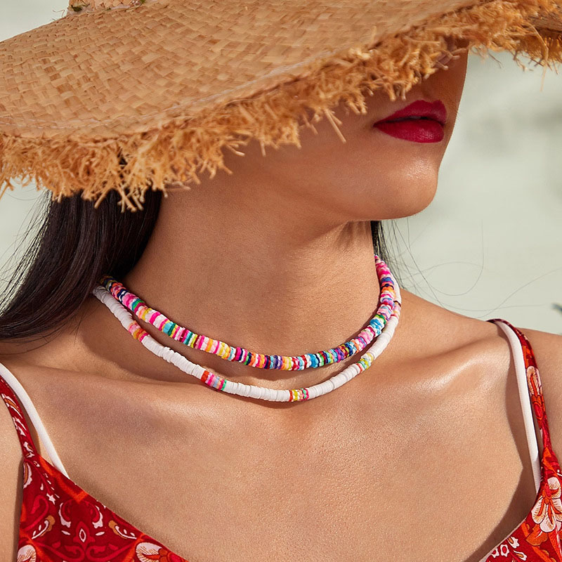 Wholesale Jewelry Bohemian Wind Fashion Soft Pottery Necklace Color Choker Necklace