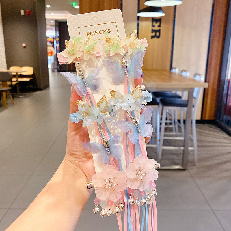 Wholesale Jewelry Children's Hanfu Ancient Costume Headdress Girls Ancient Style Hair Clips Hair Accessories Fringe Chinese Wind