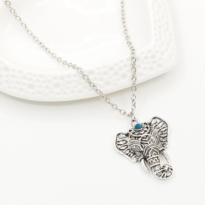Mascot Elephant Women's Necklace Vintage Fashion Ethnic Style Hollow Lock Necklace Supplier