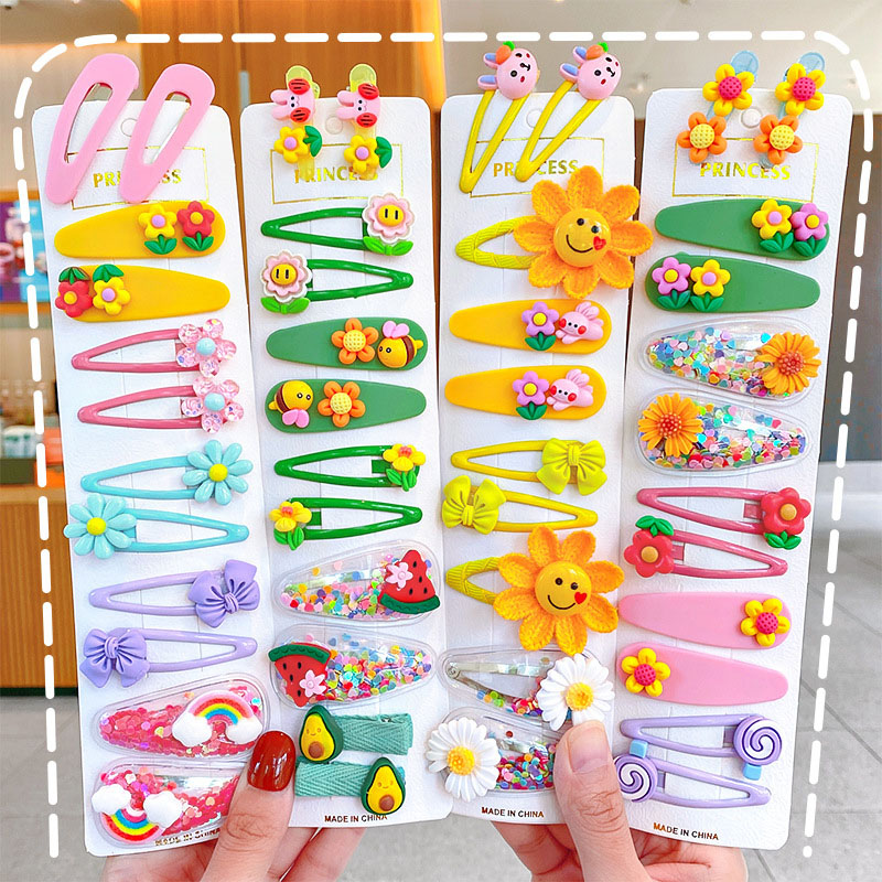 Wholesale Jewelry Candy Color Children's Cartoon Hair Clip Set Animal Flowers Small Princess Hair Card
