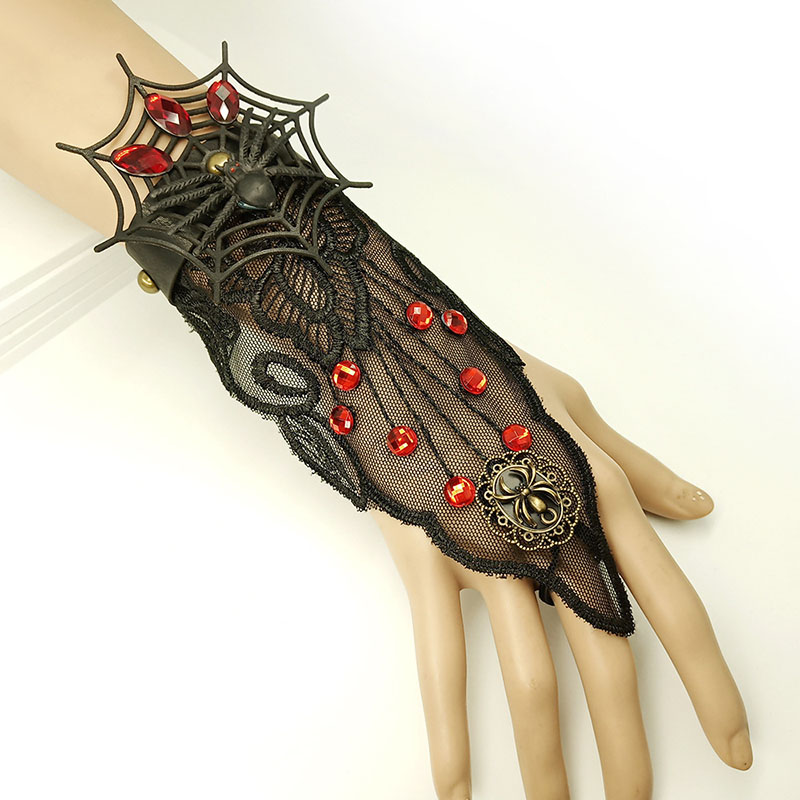 Wholesale Jewelry Vintage Spider Web Black Lace Bracelet Halloween