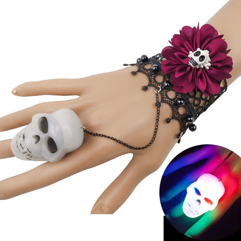 Wholesale Jewelry Halloween Skull Glowing Light Bracelet Roses