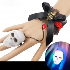 Wholesale Jewelry Halloween Lace Bracelet Skull Luminous And Ring