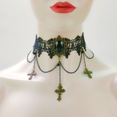 Wholesale Jewelry Vintage Cross Pendant Dark Department Religious Lace Halloween