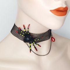 Halloween Spider Blood Sucking Vintage Lace Necklace Distributor