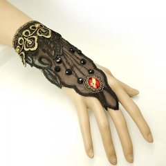 Wholesale Jewelry Vintage Black Lace Ladies Bracelet Ring One Chain