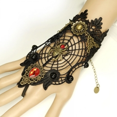 Wholesale Jewelry Vintage Bracelets Spider Web Black Lace Gloves Rings Halloween