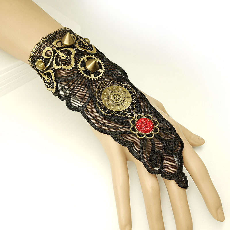 Wholesale Jewelry Halloween Vintage Gear Black Lace Bracelet Gloves