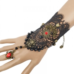 Wholesale Jewelry Halloween Lace Bracelet Vintage Horror Skull With Ring