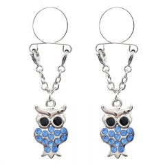 Light Blue Owl Cute Fake Nipple Ring Adjustable Nipple Piercing Manufacturer
