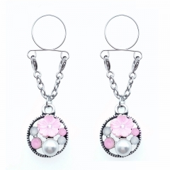 Sexy Pink Flower Round Fake Nipple Rings Breast Jewelry Manufacturer