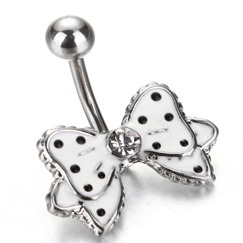 Black Dot White Drip Oil Bow Tie Belly Button Ring Navel Ring Belly Button Piercing Manufacturer