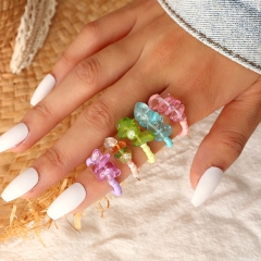 Irregular Crystal Gravel Ring Handmade Colorful Rice Beads Ring Distributor