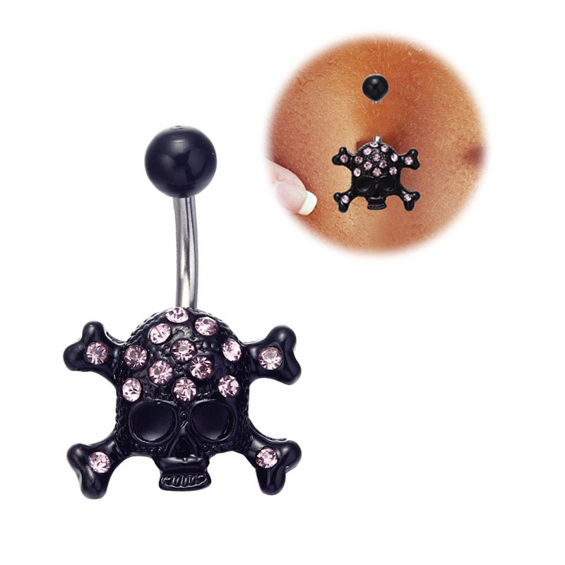 Black Skull Ghost Head Belly Button Ring Navel Ring Belly Button Piercing Manufacturer