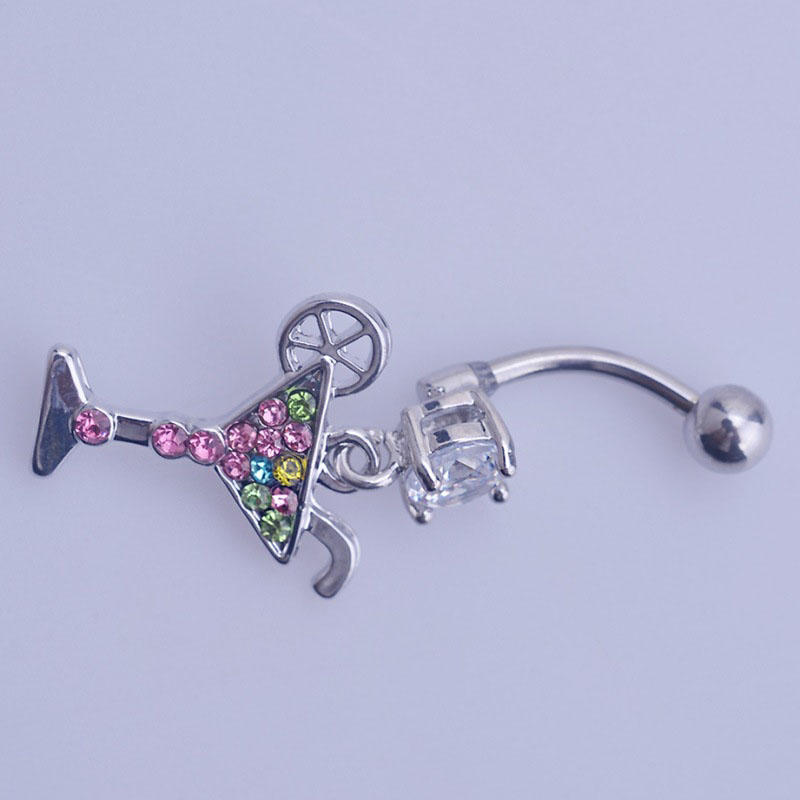 Water Glass Wine Glass Colorful Belly Button Ring Navel Ring Belly Button Manufacturer