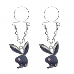 Black Rabbit Head Pink Fake Nipple Ring Adjustable Nipple Piercing Jewelry Manufacturer