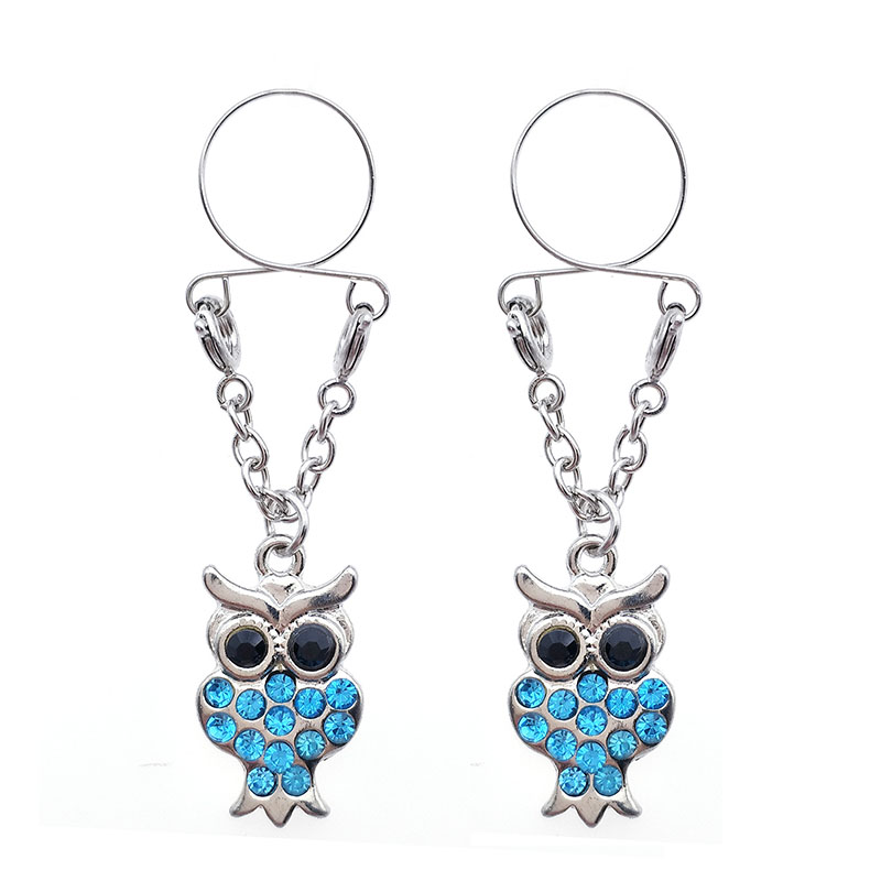 Lake Blue Owl Cute Fake Nipple Ring Adjustable Nipple Piercing Manufacturer