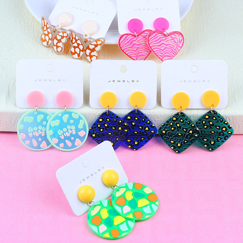 Wholesale Jewelry Fashion Lines Gravel Polka Dots Clashing Color Earrings Acrylic