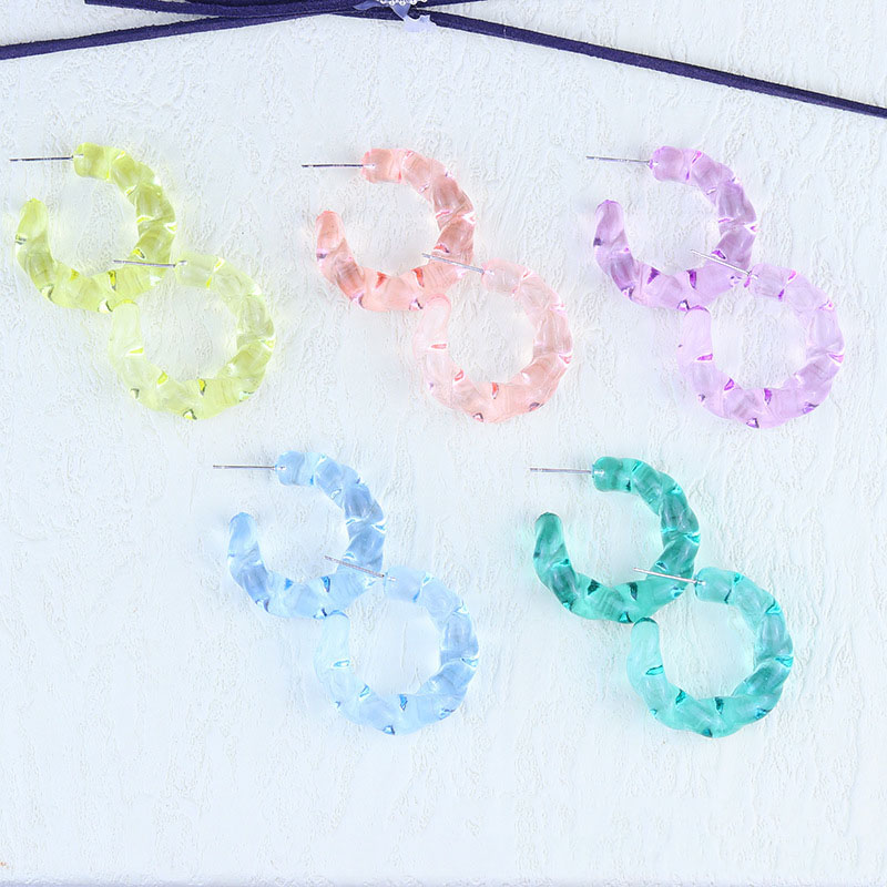 Wholesale Jewelry Transparent Colored Earrings Simple C-shaped Earrings Twist