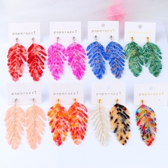 Wholesale Jewelry Fashion Earrings Fresh And Simple Leaves Acetic Acid Acrylic Earrings Tassel Paragraph