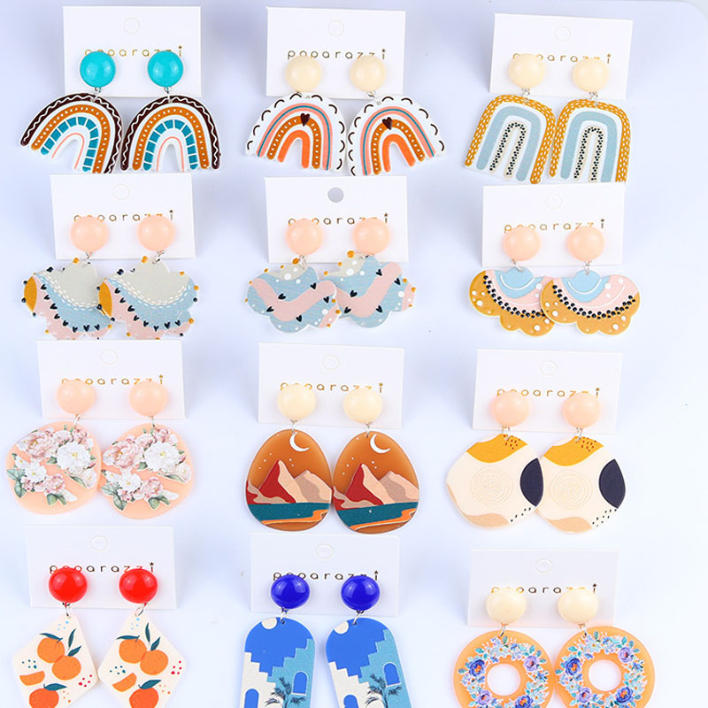 Wholesale Jewelry Korean Version Of The Cartoon Rainbow Earrings Summer Personality Acrylic Earrings