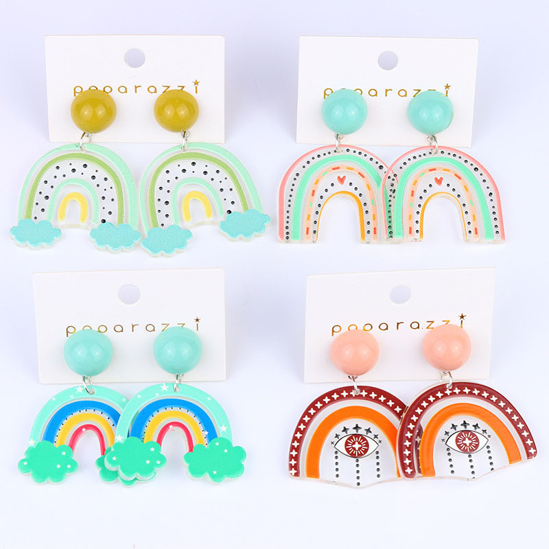 Wholesale Jewelry Korean Version Of The Cartoon Rainbow Flower Earrings Temperament Acrylic Earrings