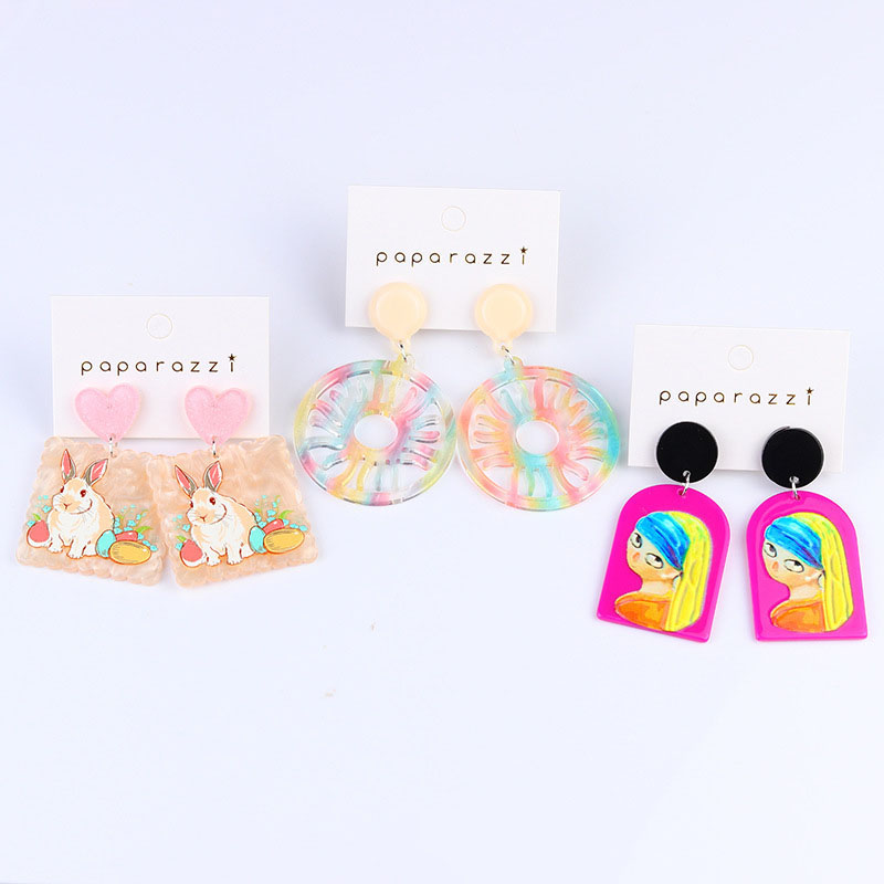 Wholesale Jewelry Korean Version Of The Cute Little Rabbit Carrot Sun Girl Resin Acrylic Earrings