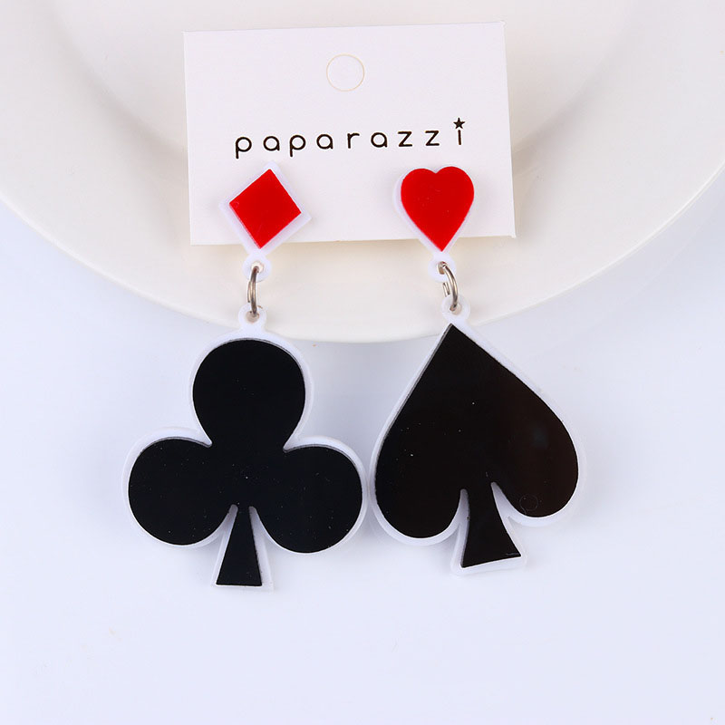 Wholesale Jewelry Poker Peach Heart Plum Drop Earrings Acrylic Exaggerated