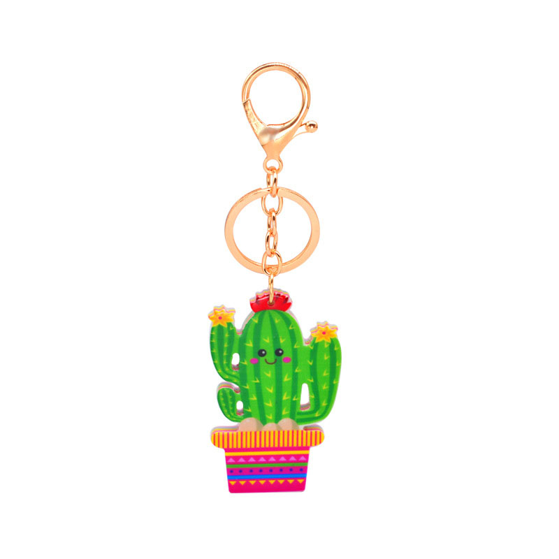 Wholesale Jewelry Cartoon Acrylic Custom Pendant Printing Cactus Keychain
