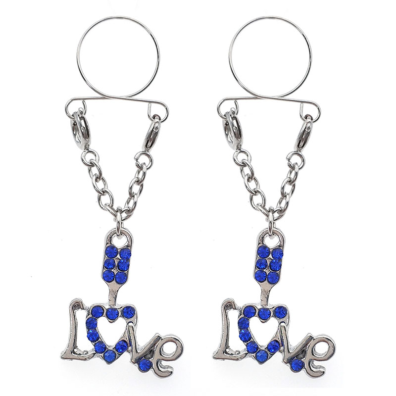 Love Blue Fake Nipple Ring Adjustable Nipple Piercing Supplier