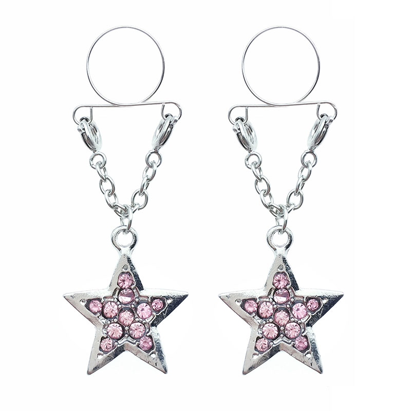 Pink Full Diamond Star Fake Nipple Ring Adjustable Nipple Piercing Jewelry Body Supplier
