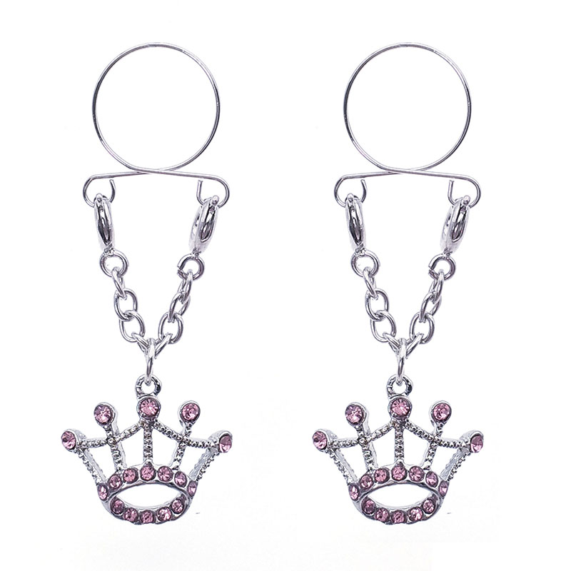 Pink Crown Fake Nipple Ring Adjustable Nipple Piercing Body Jewelry Supplier