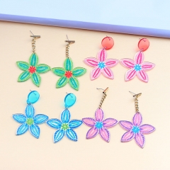 Wholesale Jewelry Small Flower Transparent Jelly Color Simple Fashion Acrylic Print Earrings