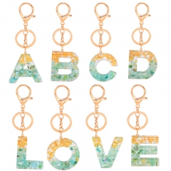 Wholesale Jewelry Gold Foil Drip Pendant Popular Stone Resin English Letters Keychain