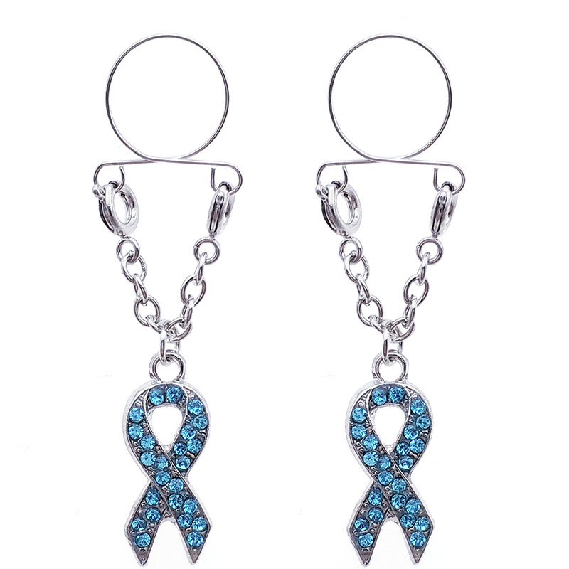 Lake Blue Ribbon Fake Nipple Ring Adjustable Nipple Piercing Supplier
