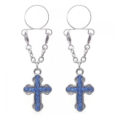 Crucifix Light Blue Fake Nipple Ring Adjustable Nipple Piercing Manufacturer