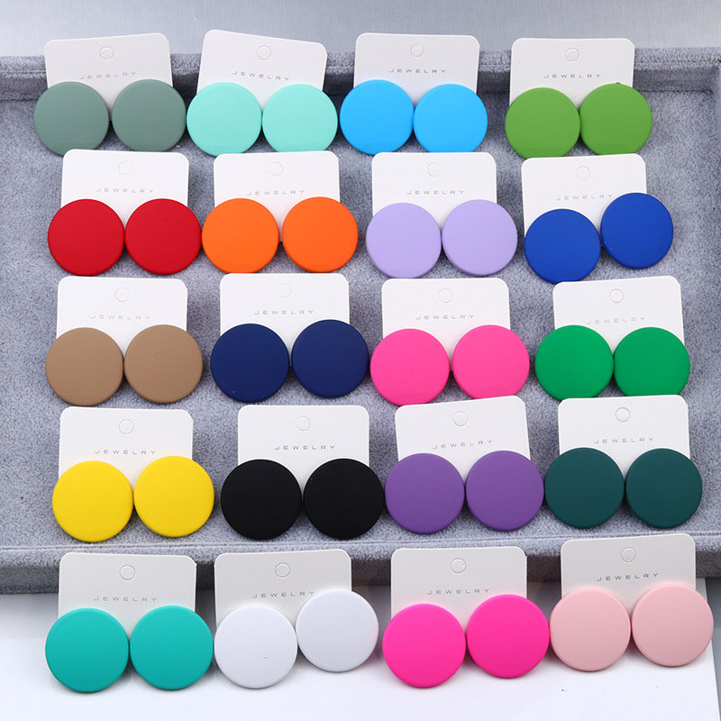 Wholesale Jewelry 20 Colors Round Spray Paint Earrings Simple Fashion Acrylic Personality Candy Color