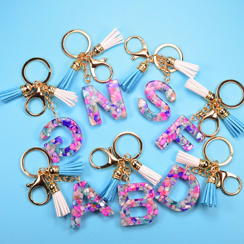 Wholesale Jewelry Tassel English Letters Keychain Resin Acrylic