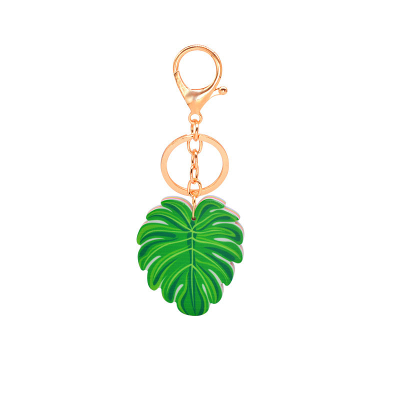 Wholesale Jewelry Cartoon Acrylic Keychain Custom Pendant Printed Plant Leaves