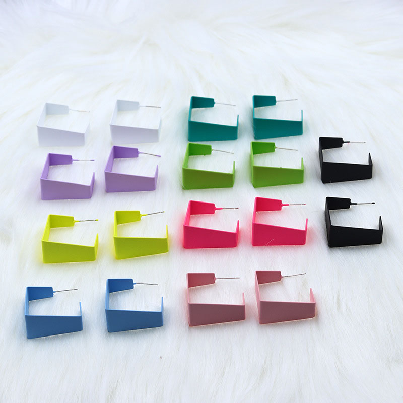 Wholesale Jewelry Spray-painted Geometric Square Earrings Candy Color Exaggerated