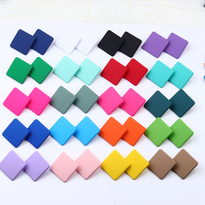 Wholesale Jewelry Simple Fashion Acrylic Personality 20 Colors Square Spray Paint Earrings