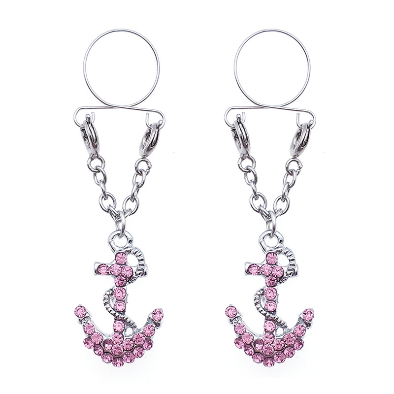Pink Anchor Cute Fake Nipple Ring Adjustable Nipple Piercing Jewelry Supplier