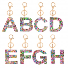 Wholesale Jewelry Love Sequin Letters Keychain Resin Drip Glue Fashion Crystal