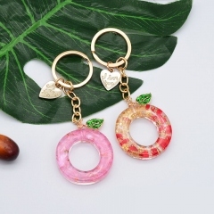 Wholesale Jewelry Simple Fruit Keychain Cherry Apple Pendant Drip Glue Crystal
