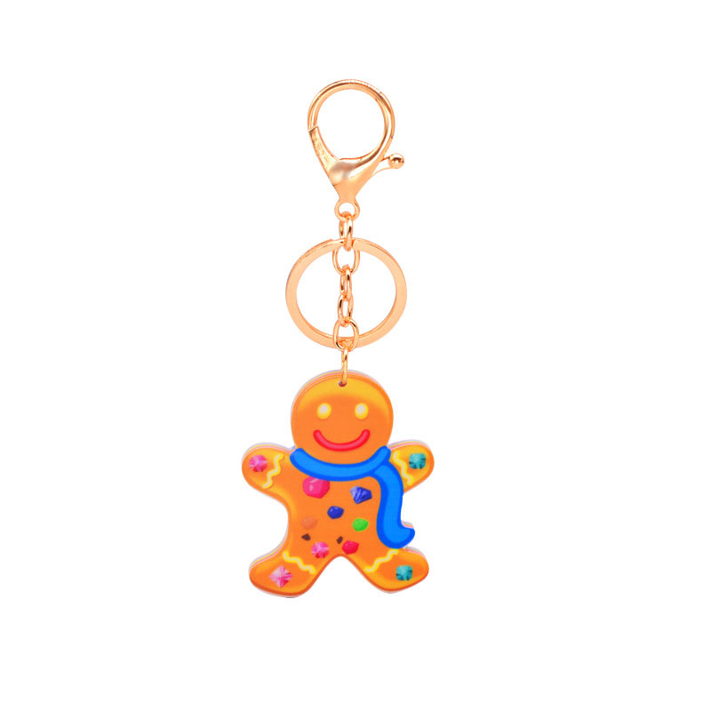 Wholesale Jewelry Cartoon Acrylic Pendant Printing Cookie Man Christmas Keychain