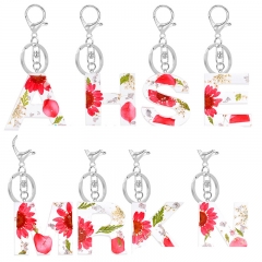 Wholesale Popular Letters Keychain Crystal Drip Glue Daisy