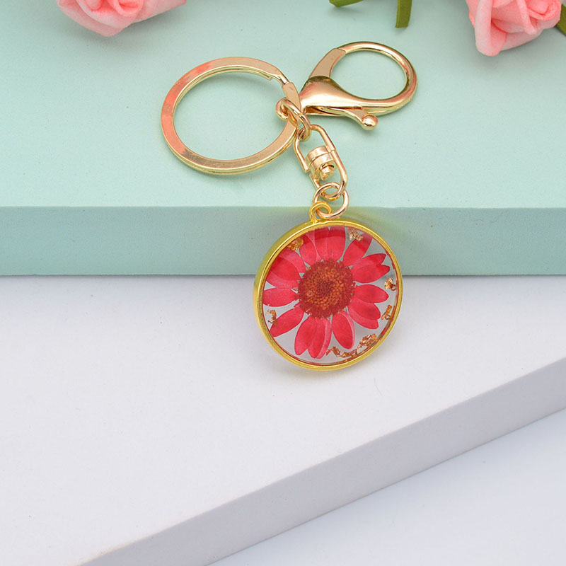 Wholesale Lovely Daisy Cherry Keychain Popular Dried Flower Cheerios Crystal Drip