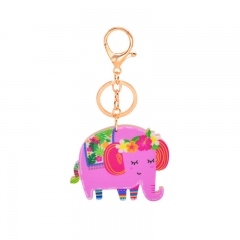 Wholesale Jewelry Cartoon Acrylic Custom Pendant Printing Cute Elephant Keychain