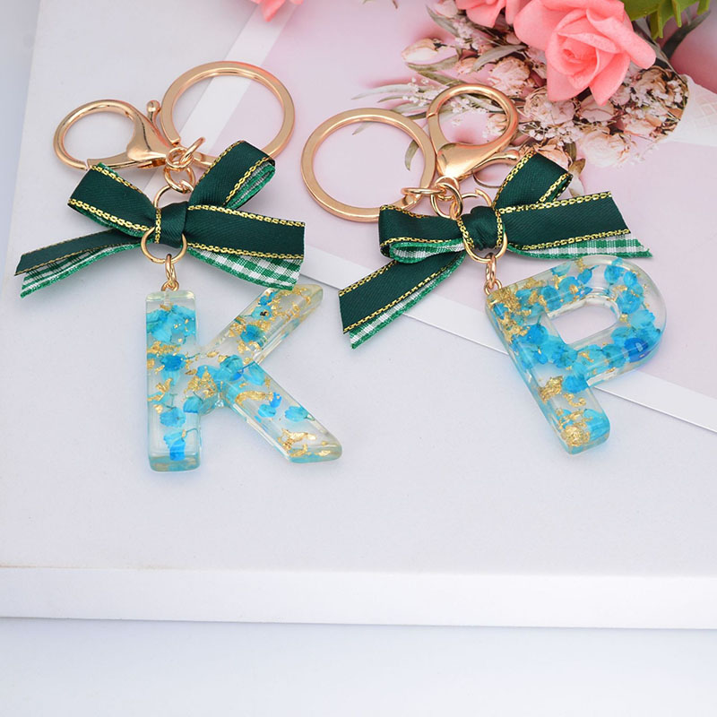 Wholesale Christmas Bow Letter Keychain Dried Flowers Floral Crystal Drip