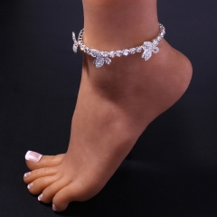 Sexy Alloy Cuba Butterfly Anklet Full Of Diamonds Hip-hop Rhinestone Anklet Manufacturer